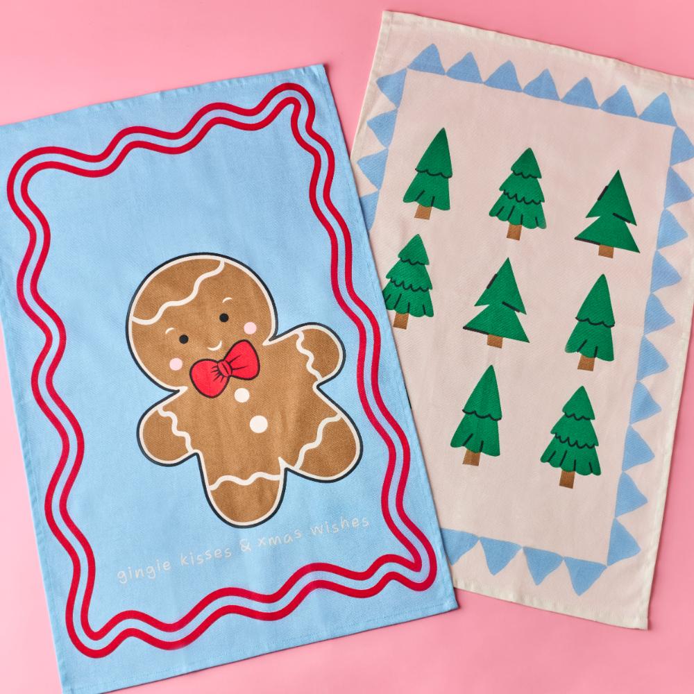 Ambrosia Santas Workshop Set of 2 Tea Towels