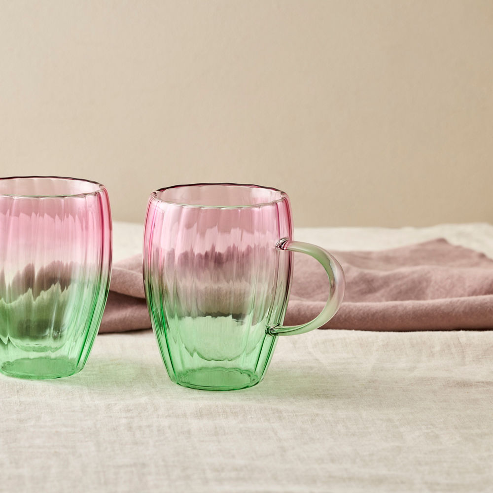 Alex Liddy Maisie Set of 2 Petal Double Wall Glass Mugs