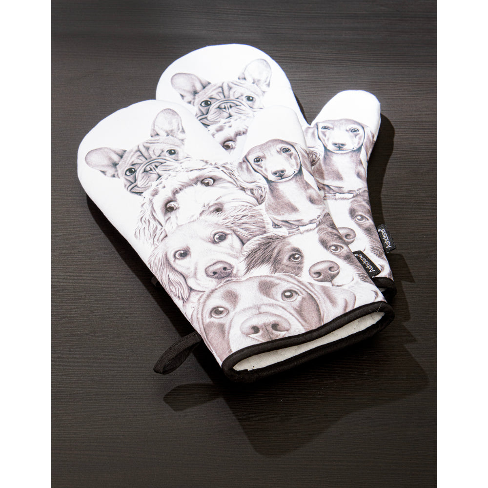 Ashdene Peeking Pups Set of 2 Oven Mitts