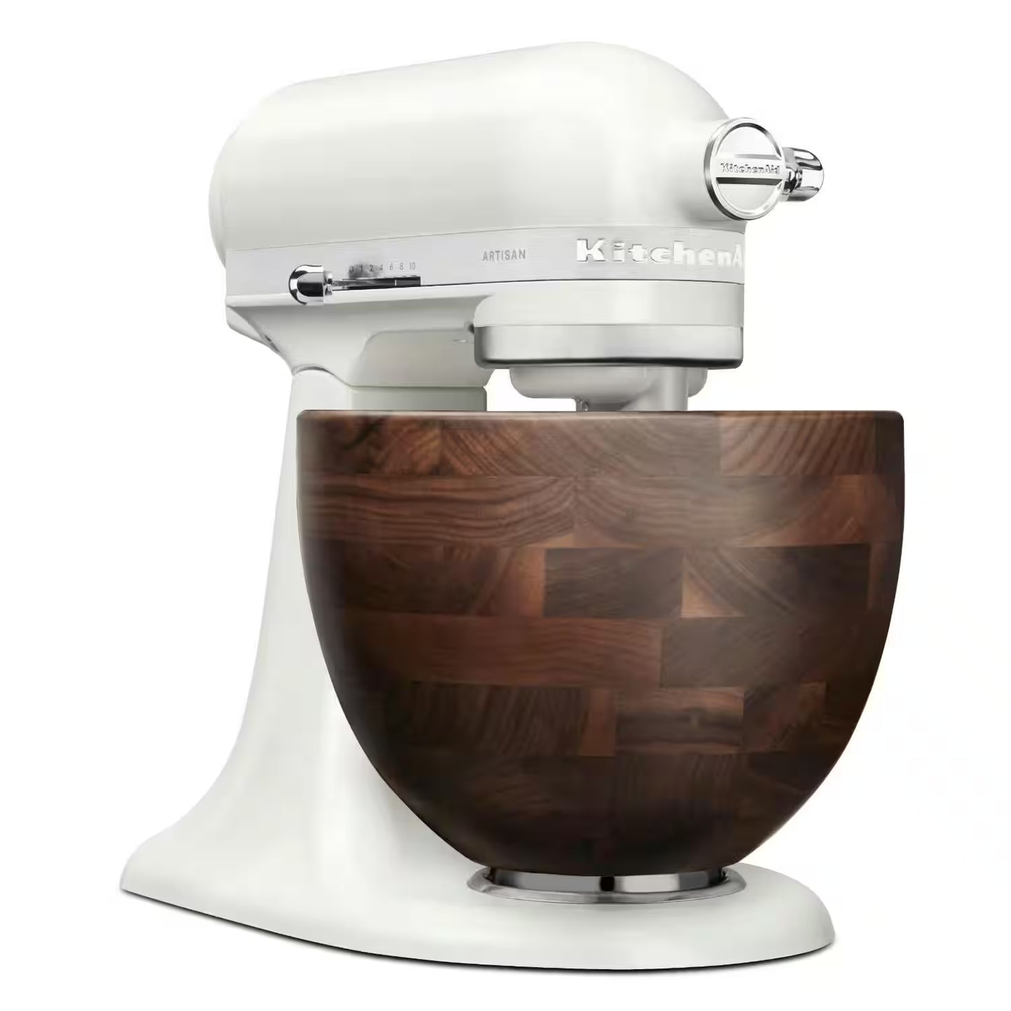 KitchenAid Artisan Stand Mixer Porcelain White With Walnut Wood Bowl