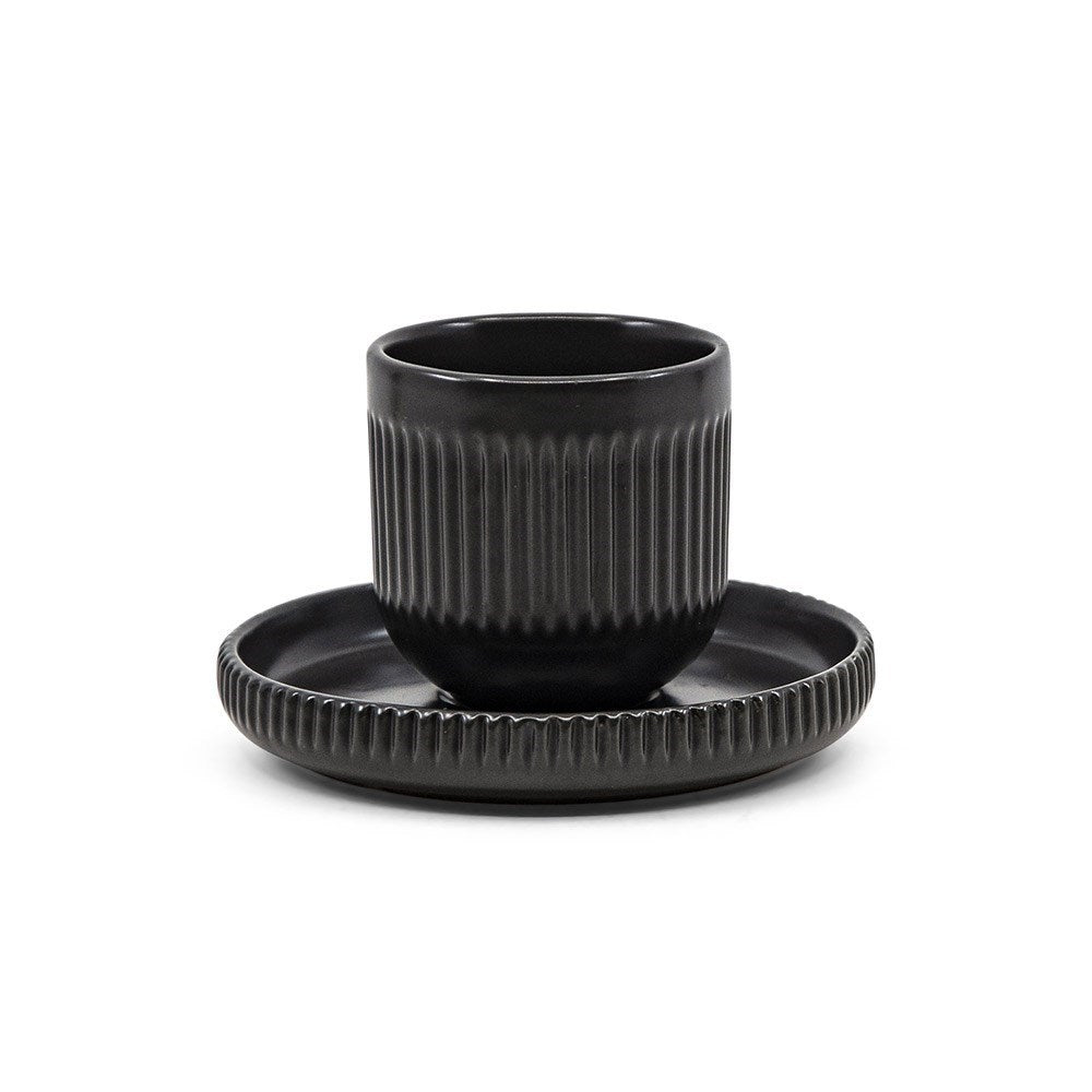 Salt & Pepper Brae Stoneware Espresso Cup & Saucer Black 100ml/11cm