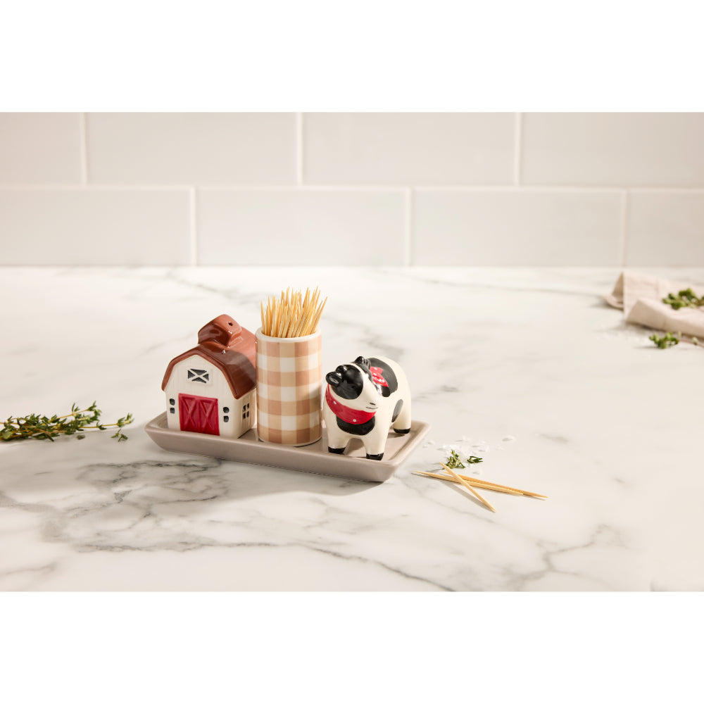 Davis & Waddell Homestead Salt & Pepper Shaker With Toothpick Holder