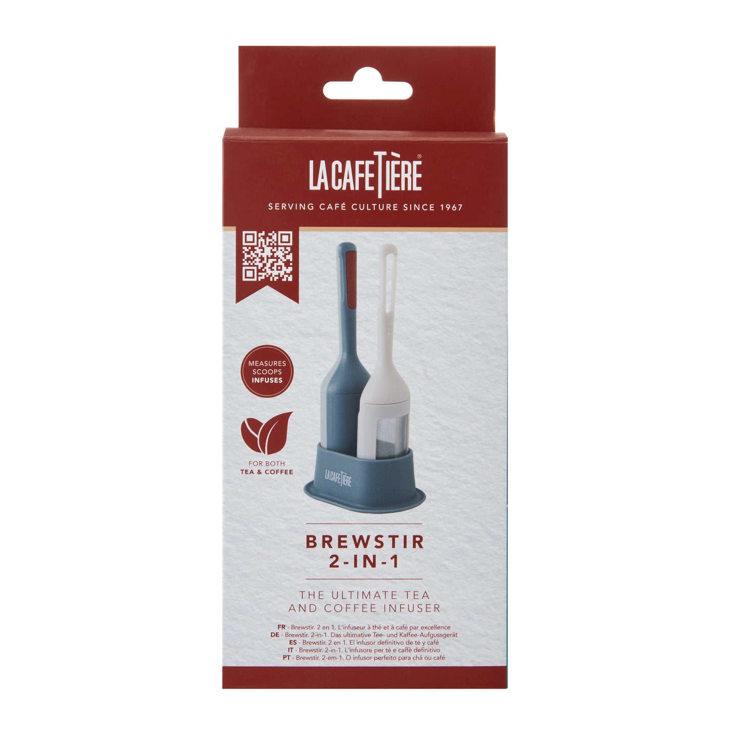 La cafetiere Brewstir 2 In 1 Tea & Coffee Infuser with Storage Stand