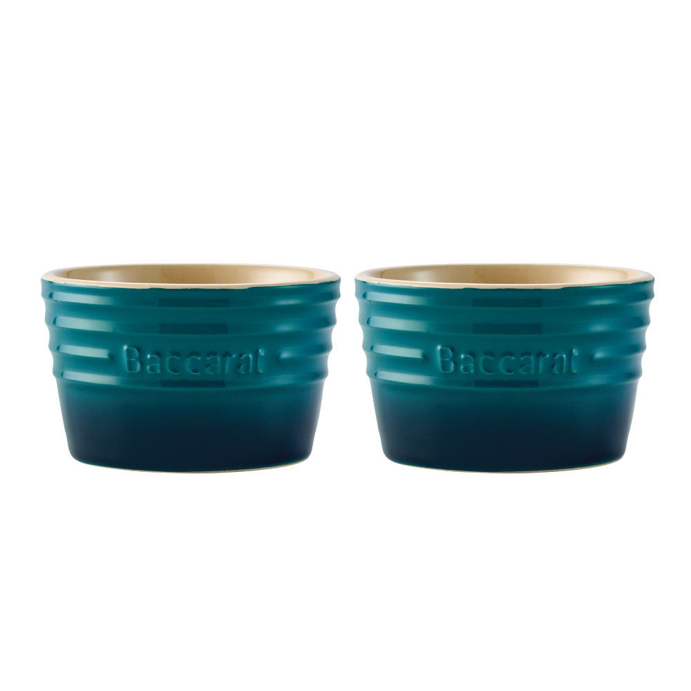 Baccarat Le Connoisseur Set of 2 Stoneware Ramekins 9cm Lagoon Blue at Robins Kitchen