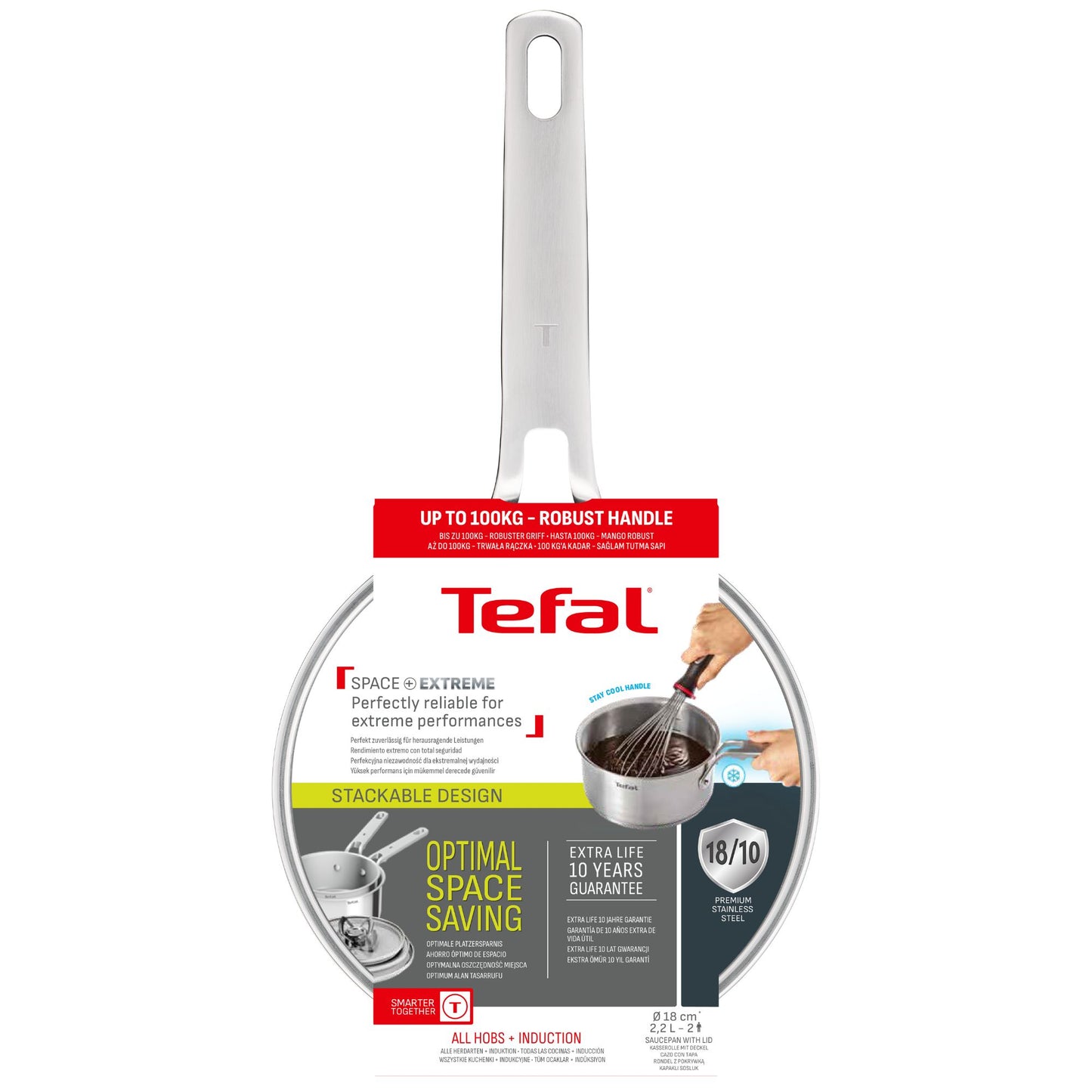 Tefal Space+ Extreme Induction Stainless Steel Saucepan 18cm & Lid