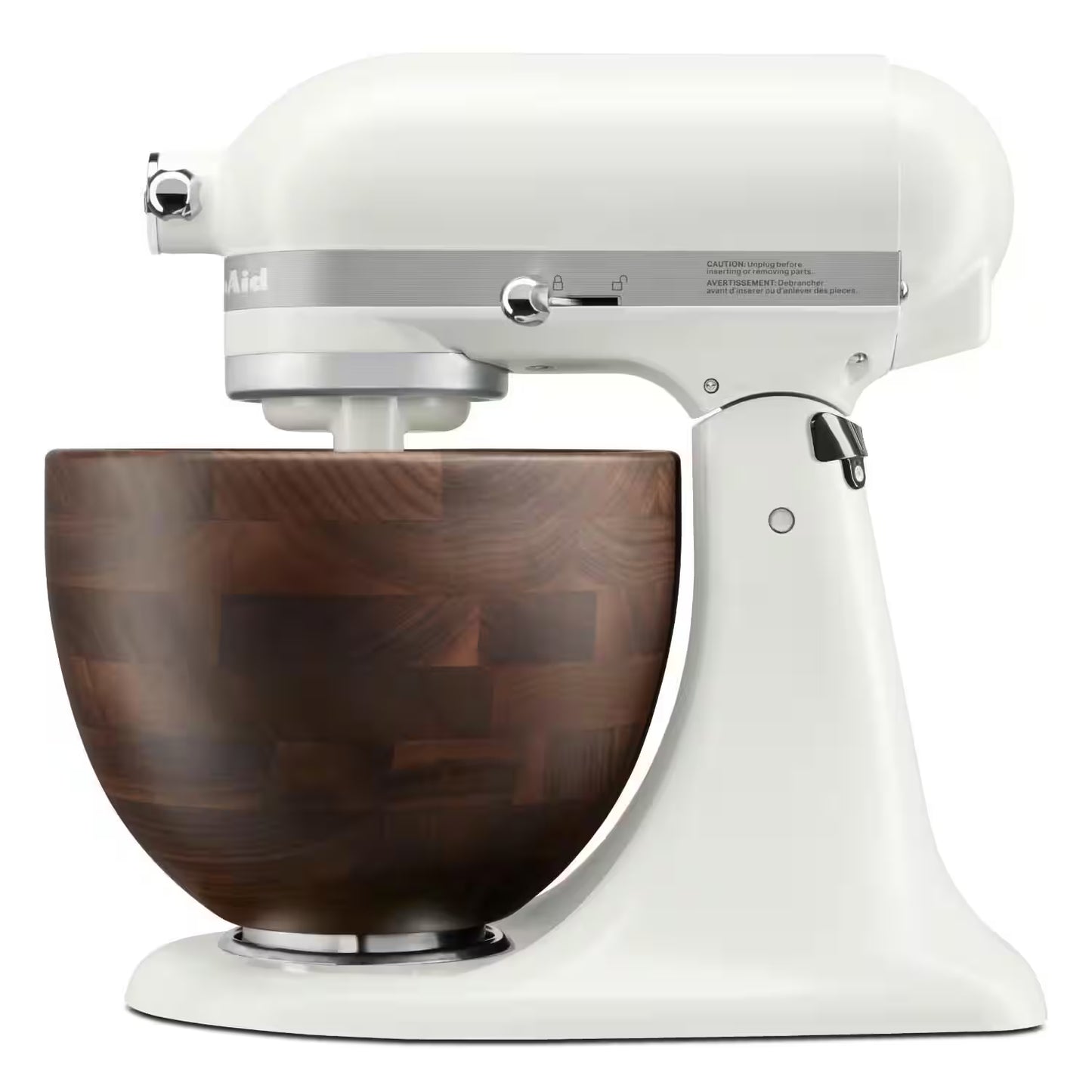 KitchenAid Artisan Stand Mixer Porcelain White With Walnut Wood Bowl