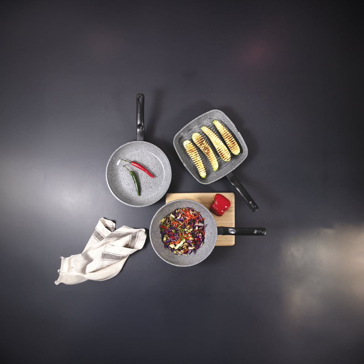 Baccarat STONEX2 Ceramic Non Stick Grill, Fry & Wok Tri Pack 28cm