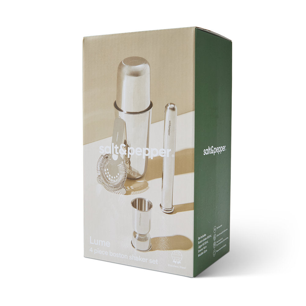 Salt & Pepper Lume Boston Cocktail Shaker 4 Piece Set