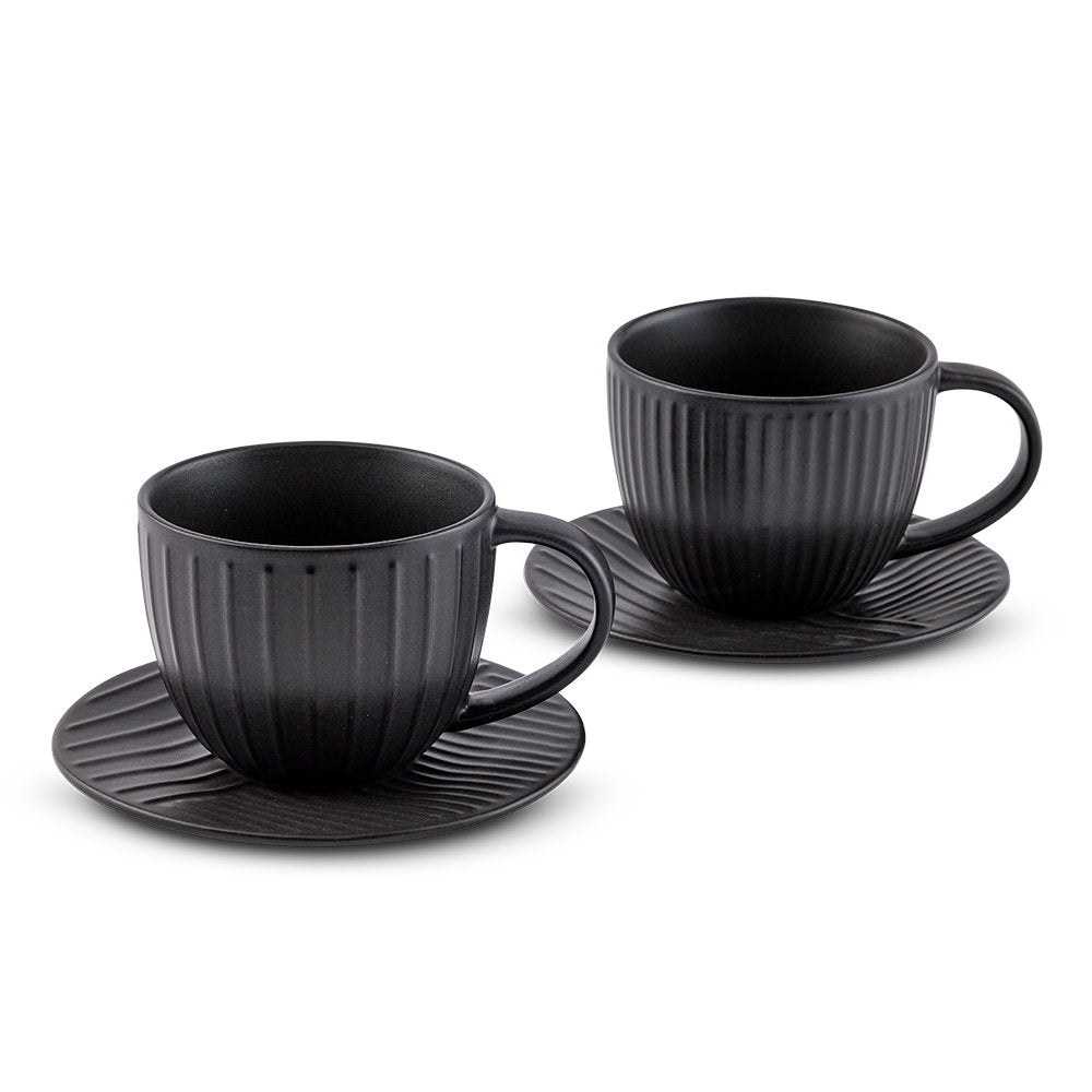 Salt & Pepper Blake Teacup & Saucer 400ml Set of 2