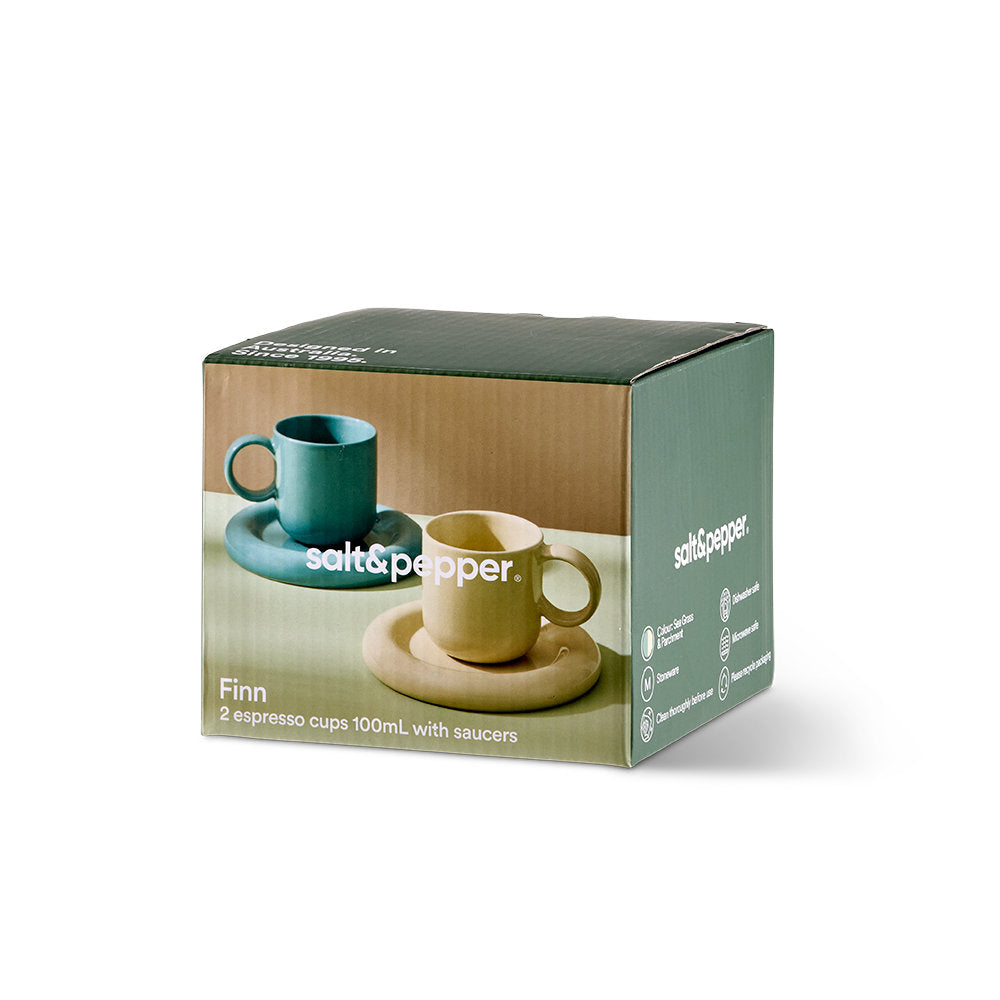 Salt & Pepper Finn Espresso Cup & Saucer 100ml Set of 2