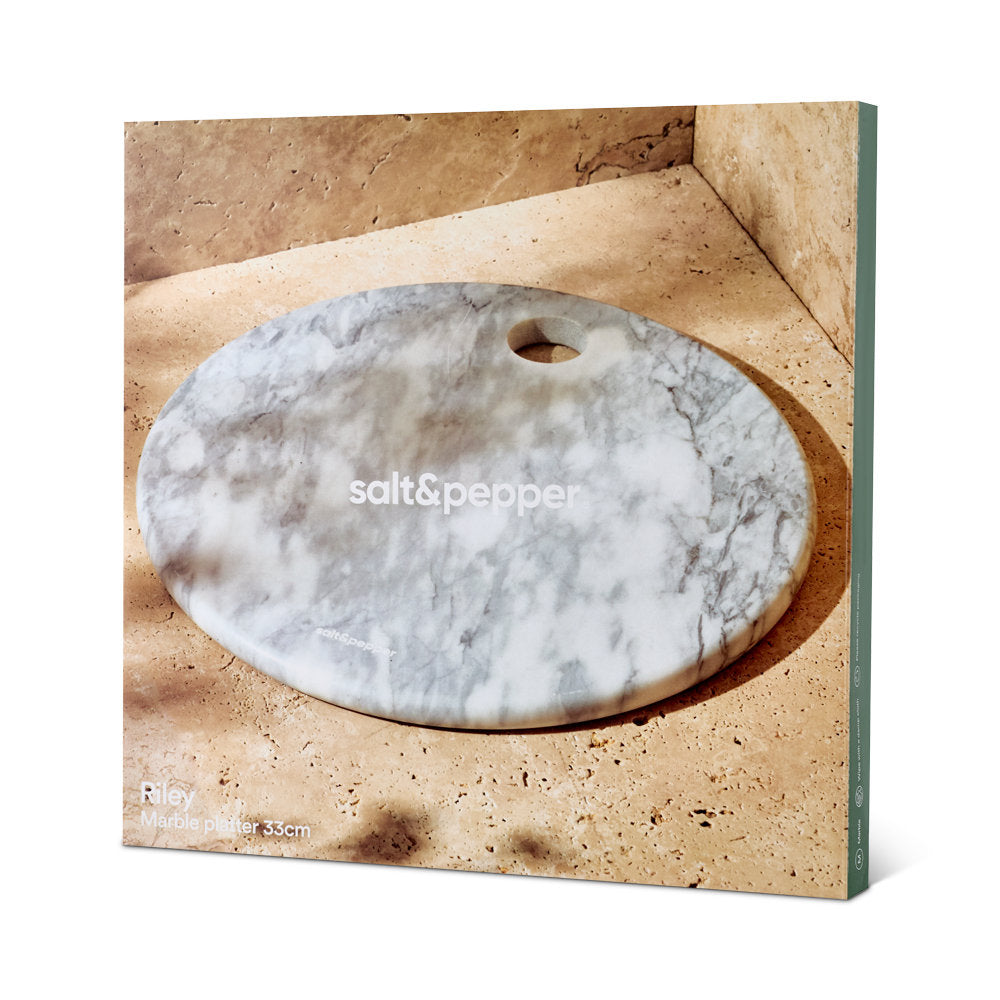 Salt & Pepper Riley Round Marble Platter