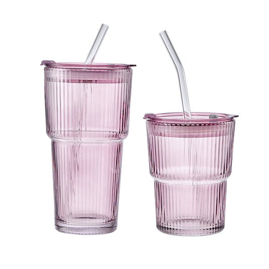 Alex Liddy Country Bloom Set Of 2 Ribbed Tumblers Lilac