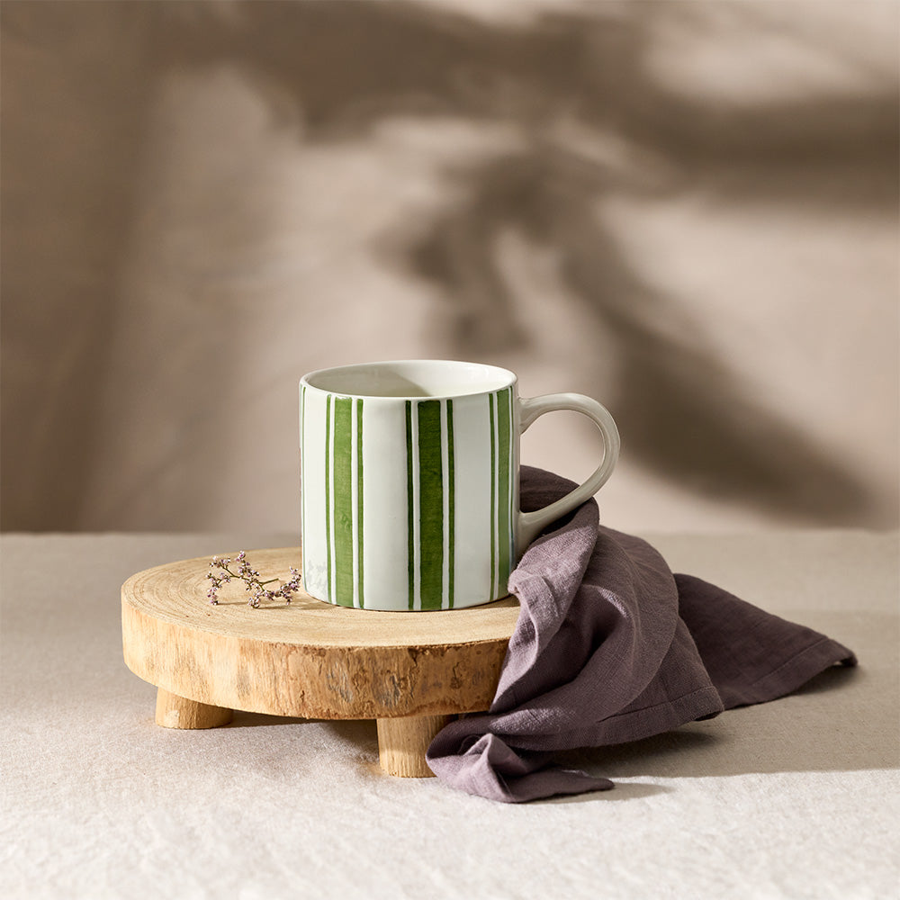 Alex Liddy Country Bloom Mug 350ml Green Stripe