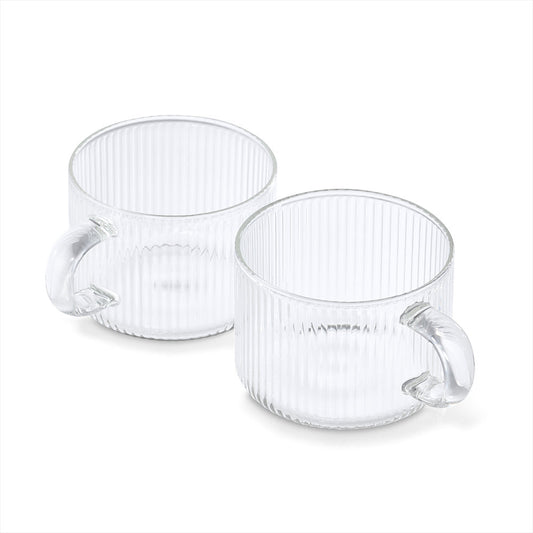 Salt & Pepper Brew Ribbed Teacups 300ml Set of 2