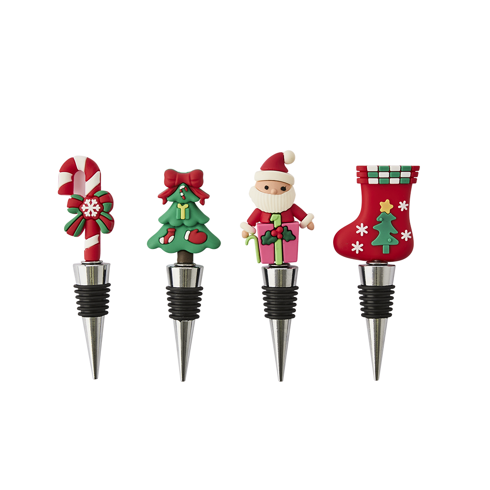 Ambrosia Santas Workshop Set Of 4 Wine Stoppers
