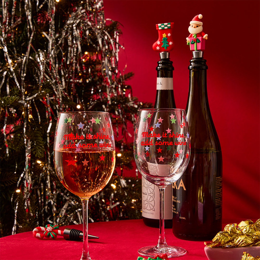 Ambrosia Santas Workshop Set of 2 Wine Glasses