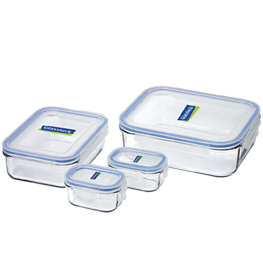 Glasslock 4 Piece Tempered Glass Food Container Set