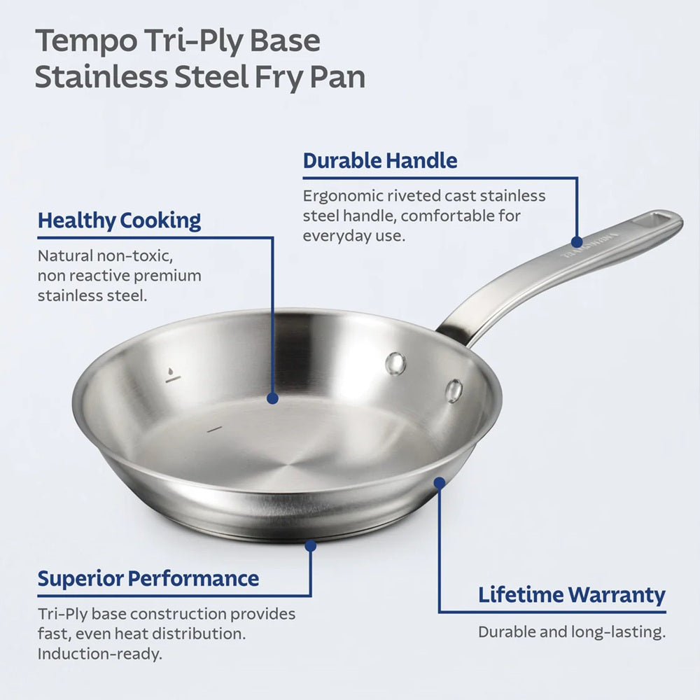 Tramontina Tempo Stainless Steel 2 Piece Frying Pan Set 25cm & 30cm