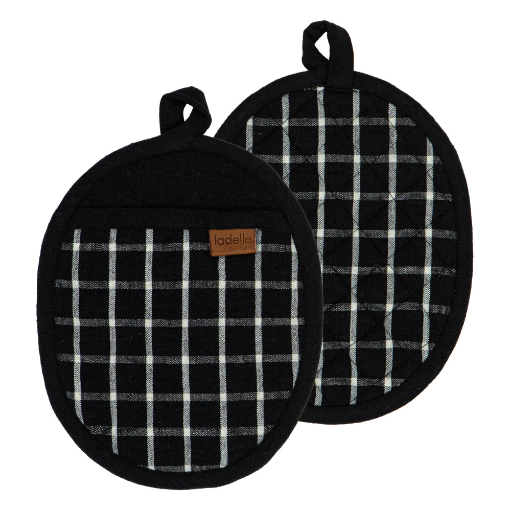 Ladelle Hemingway Black Set Of 2 Pot Holders