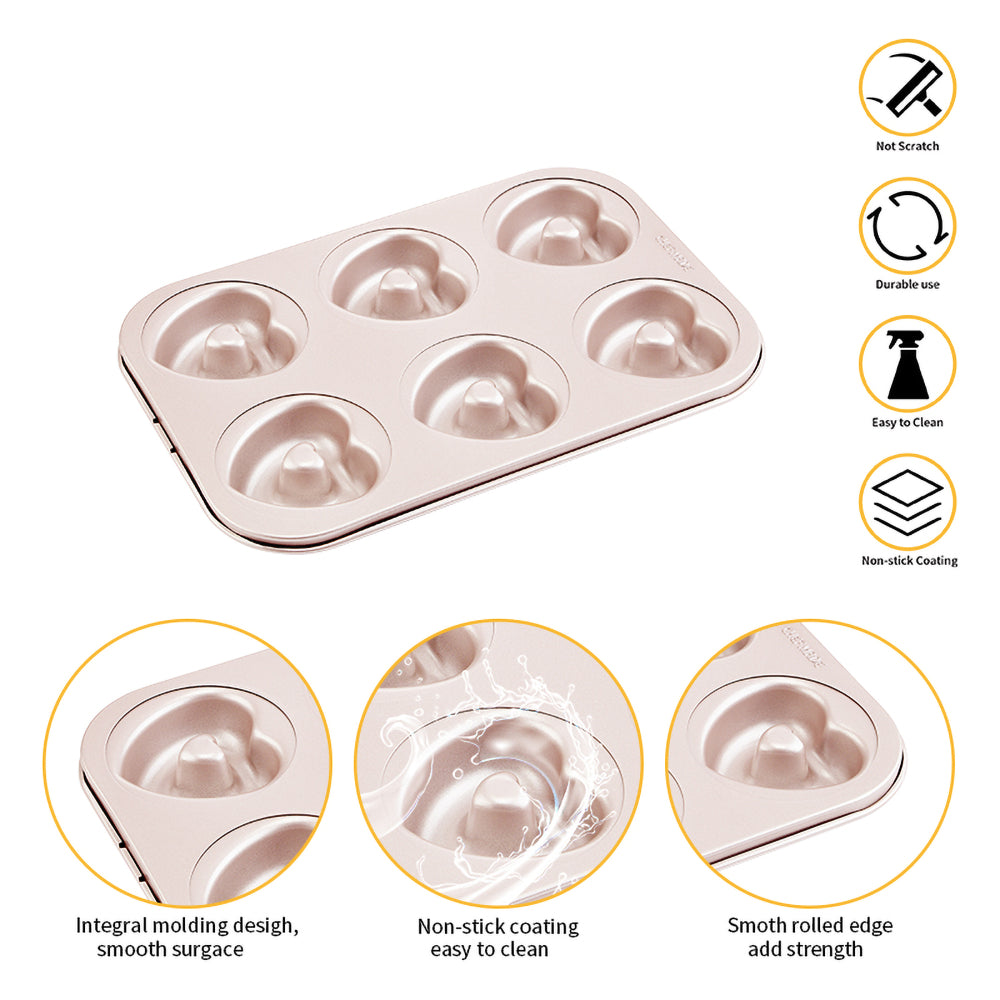 Chefmade 6 Cup Donut Heart Pan