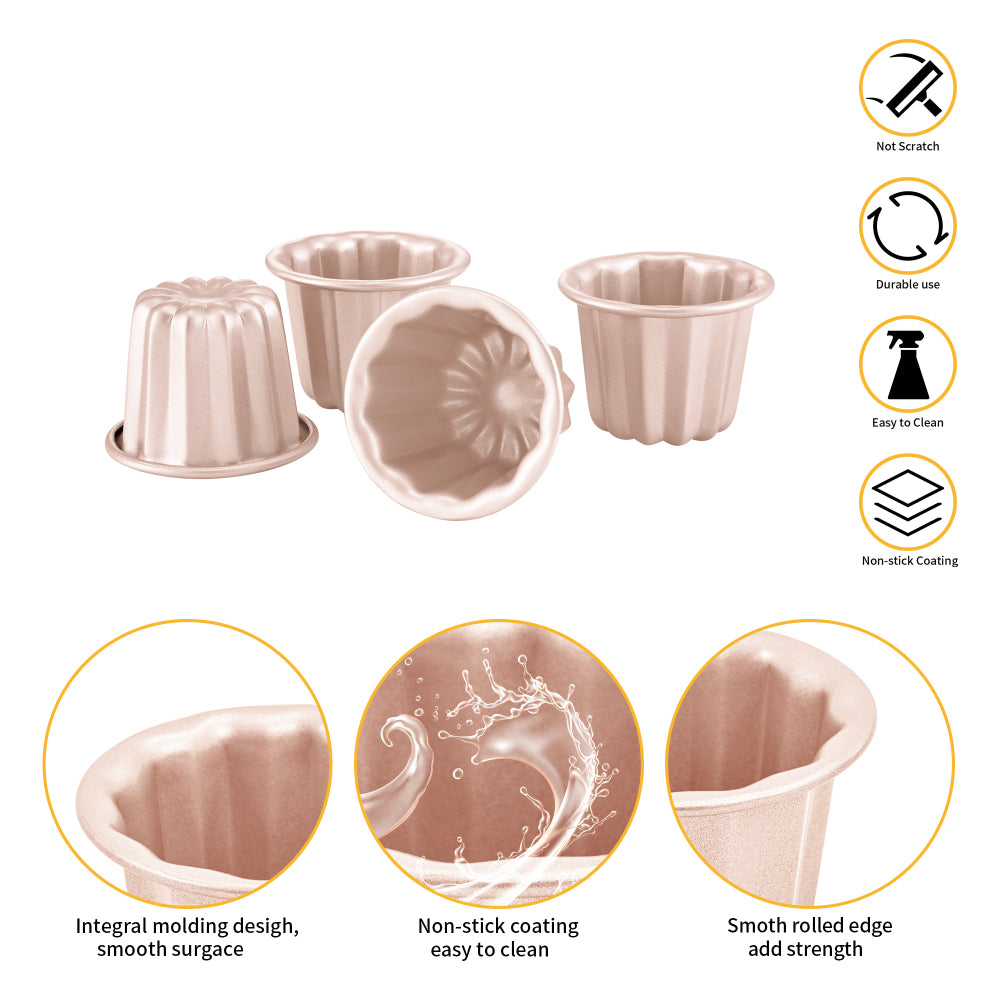 Chefmade Cannele 4 Piece Mould Set