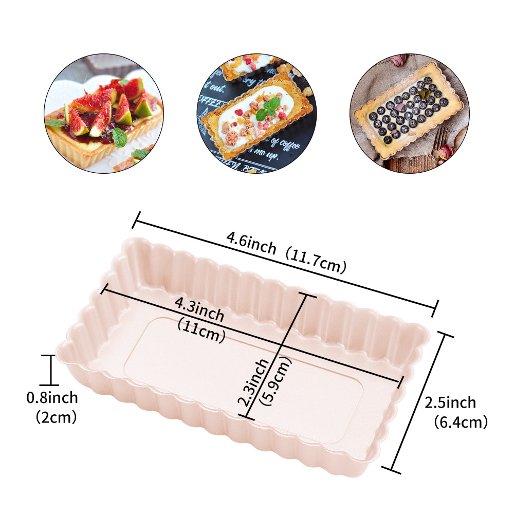 Chefmade Set of 4 Mini Loose Base Rectangular Tart Pans