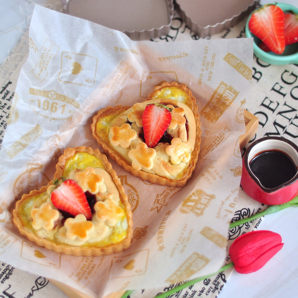 Chefmade Set of 4 Mini Loose Base Heart Tart Pans
