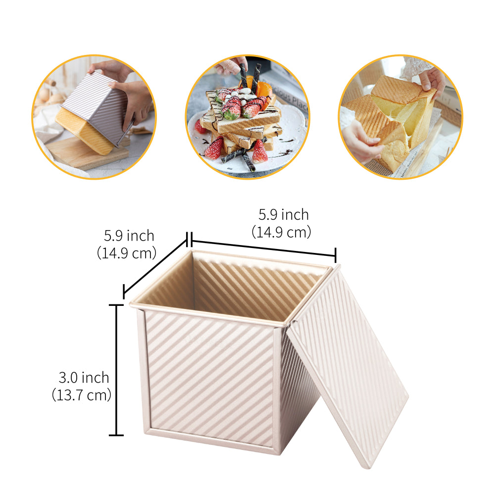 Chefmade Corrugated Square Loaf Pan With Cover 450g