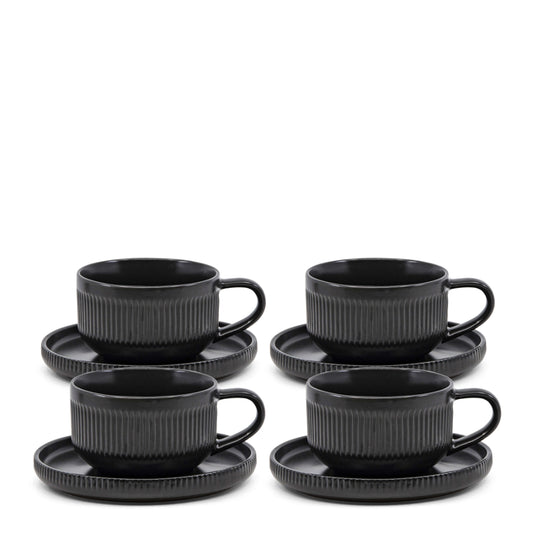 Salt & Pepper Brae Tea Cups & Saucers 290mL - Set of 4