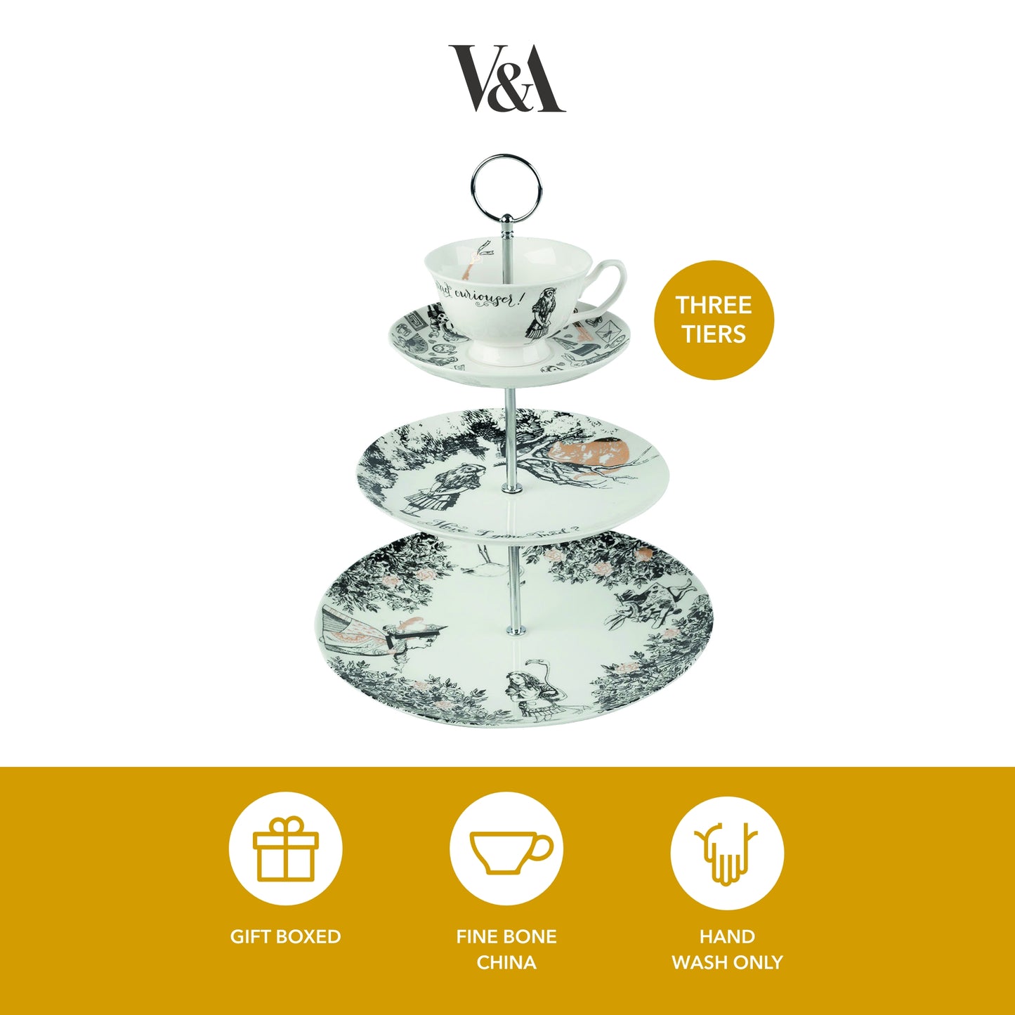 Mikasa x V&A Alice In Wonderland 3 Tier Cake Stand