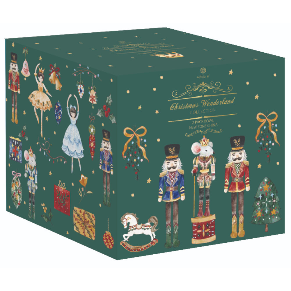 Ashdene Christmas Wonderland Set Of 2 Green Bowls