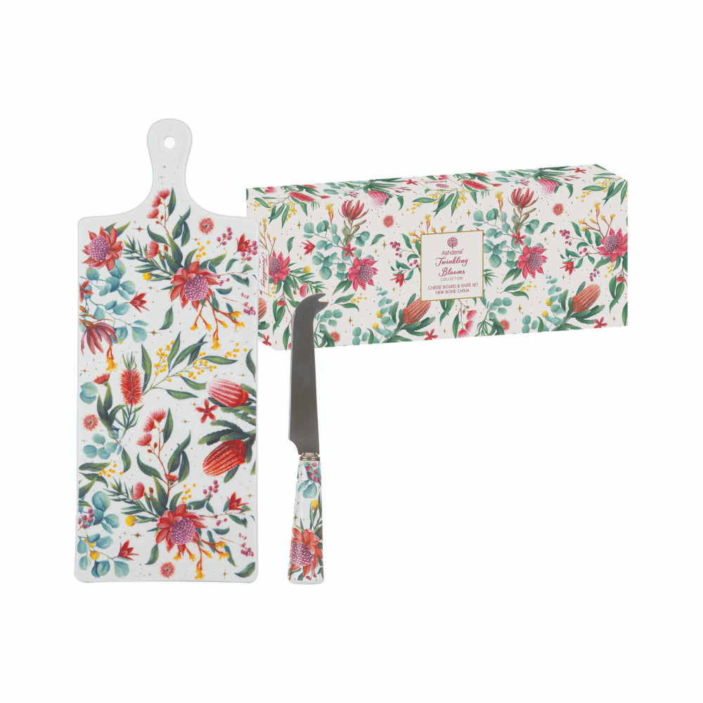 Ashdene Twinkling Blooms Platter & Cheese Knife Set