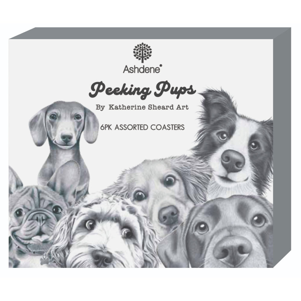 Ashdene Peeking Pups Set of 6 Coasters