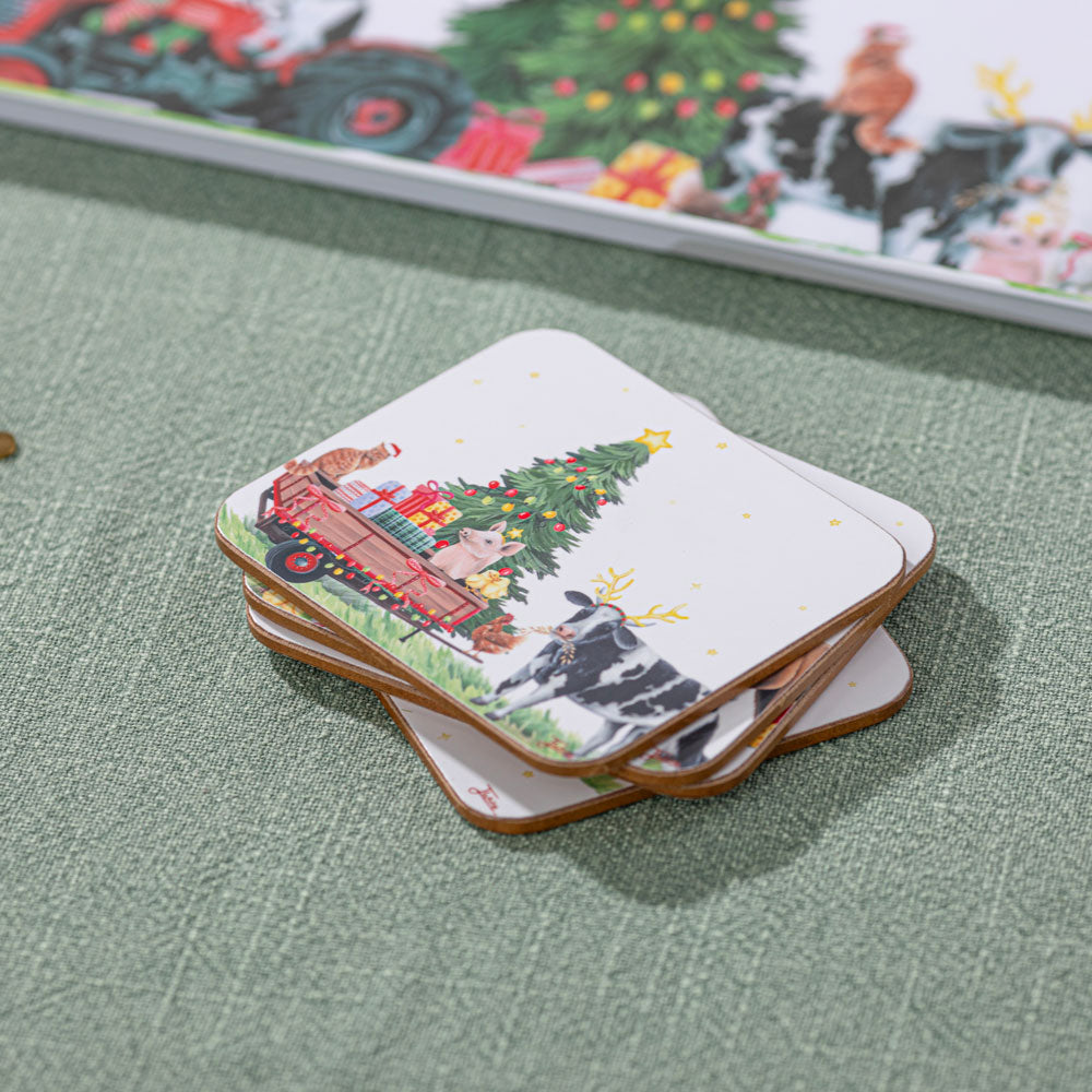 Ashdene Christmas At The Farm Set Of 6 Coasters
