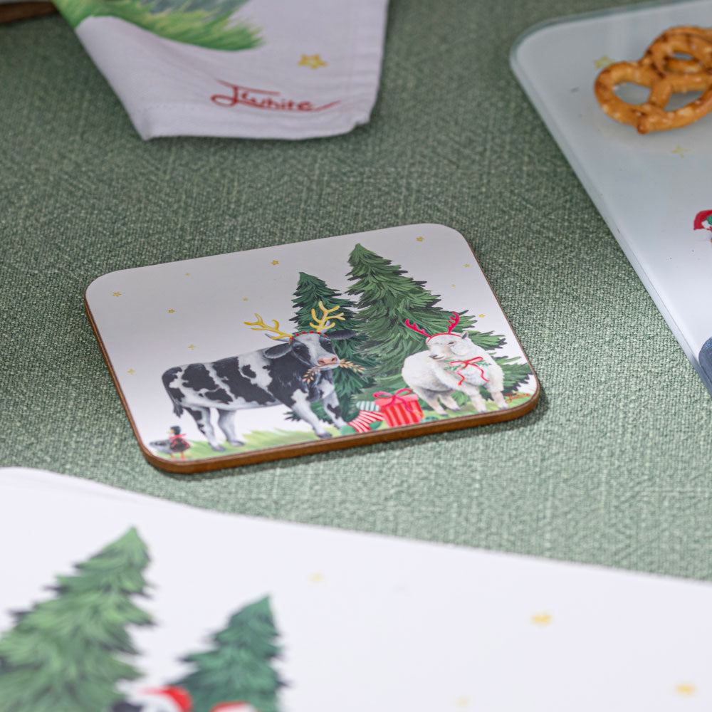 Ashdene Christmas At The Farm Set Of 6 Coasters