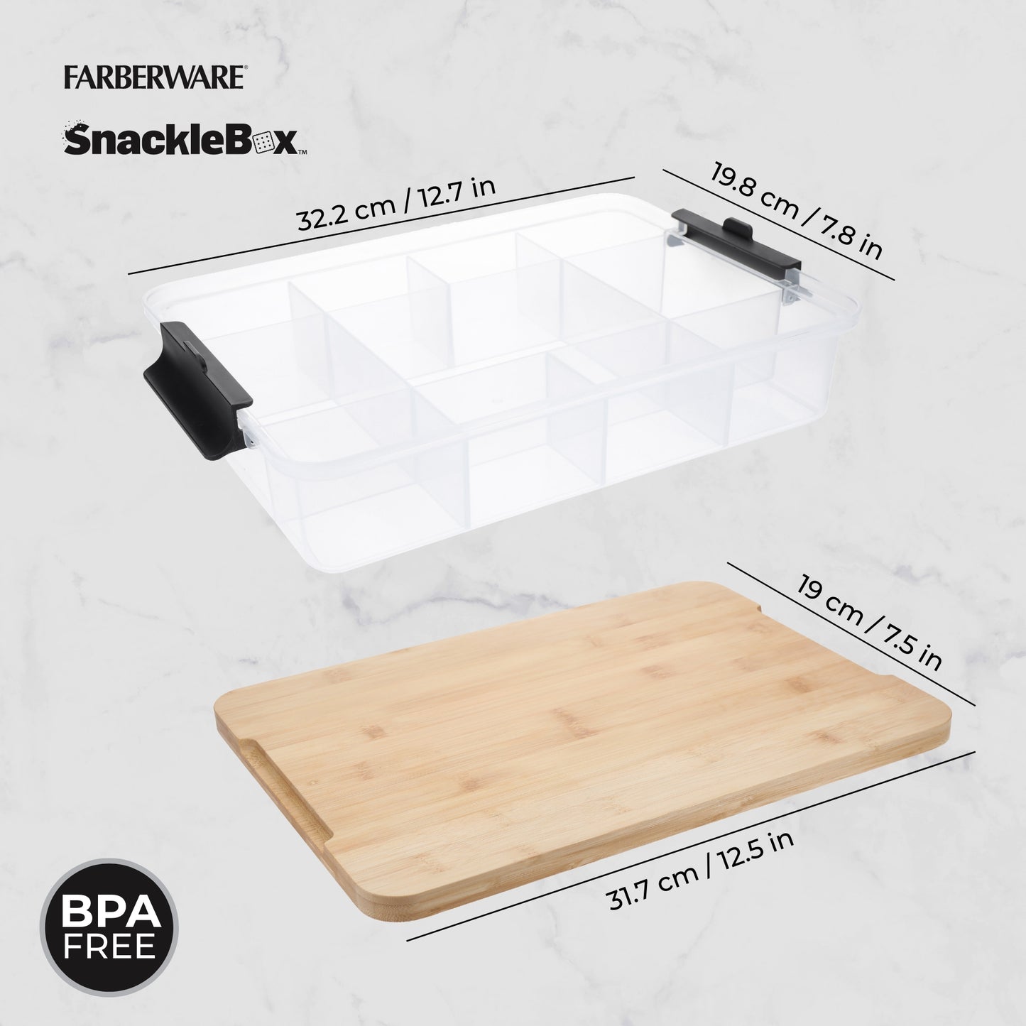 Farberware Snacklebox Bamboo Board & Box 20x32cm