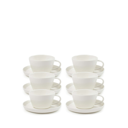 Salt & Pepper Canteen Tea Cups & Saucers 270mL - Set of 6