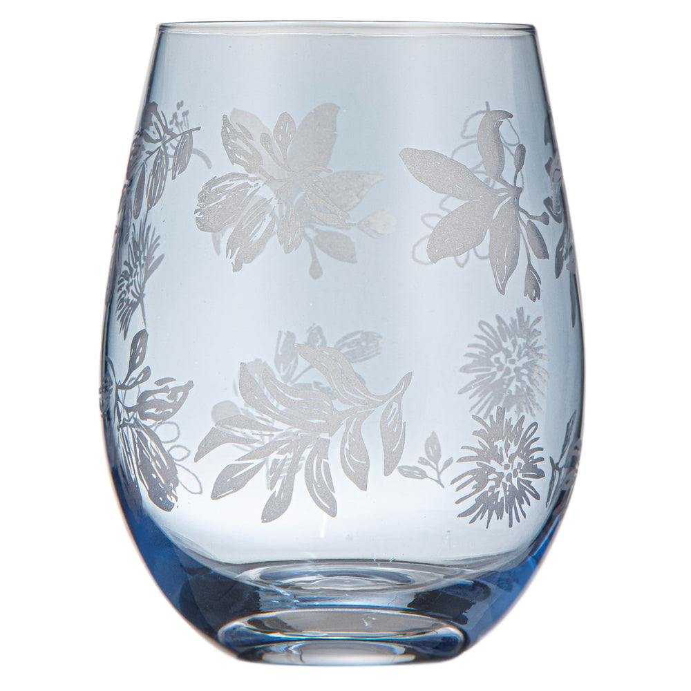 Ladelle Mossman Blue Etched Set Of 4 Tumblers