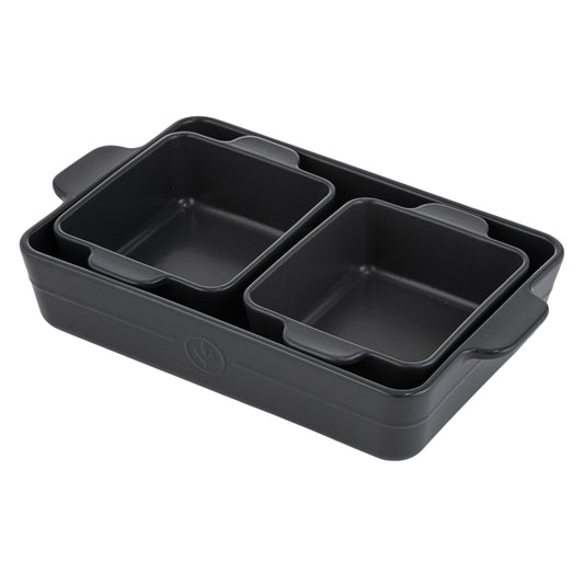 Ladelle Essentials Charcoal Set of 3 Baking Dishes