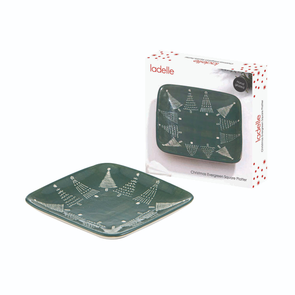Ladelle Christmas Evergreen Square Platter