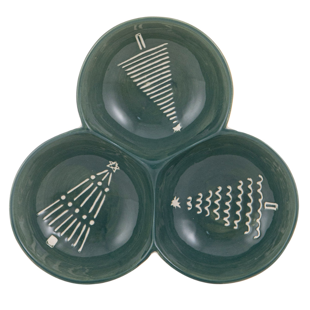 Ladelle Christmas Evergreen 3 Pod Bowl