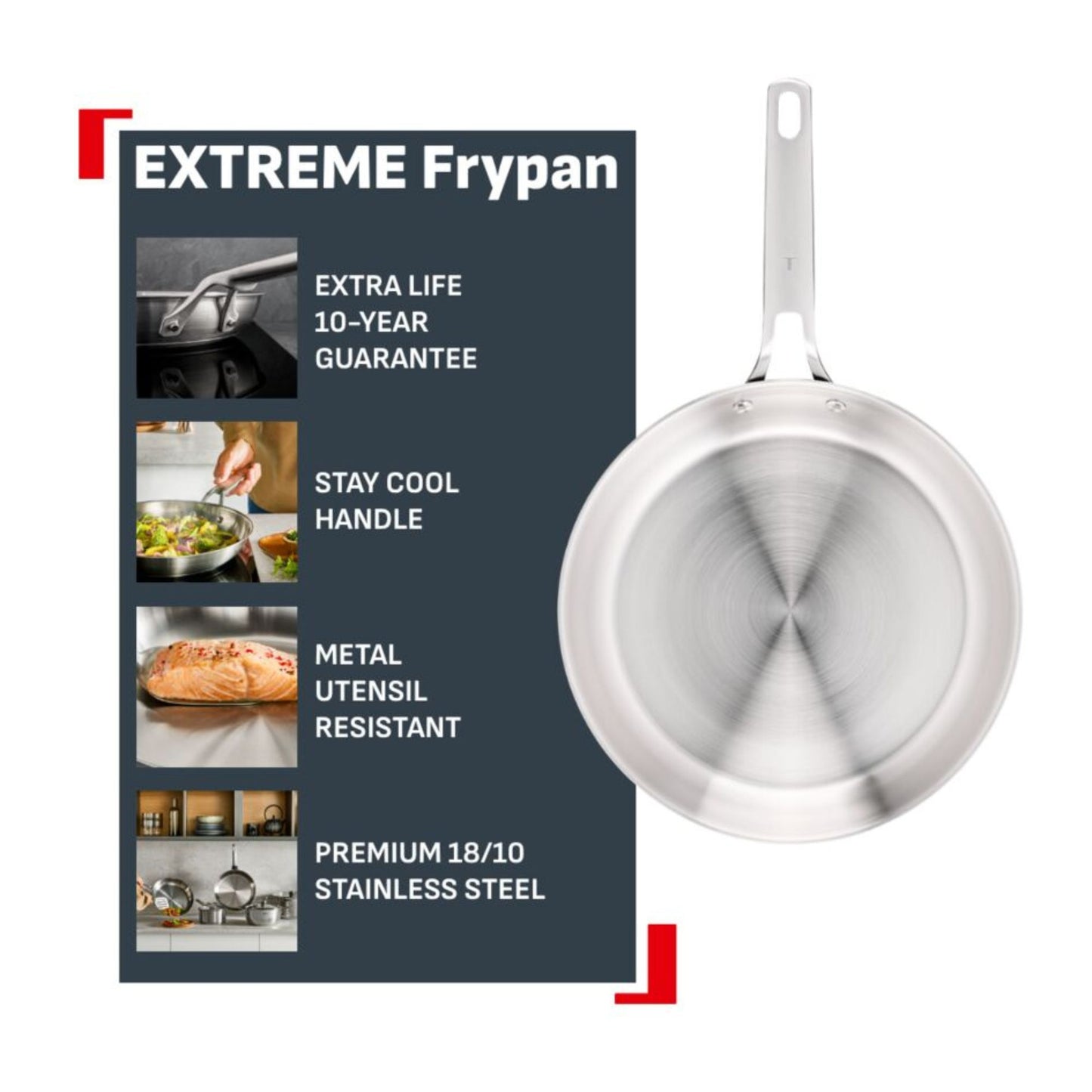 Tefal Extreme Induction Stainless Steel Frypan 24cm
