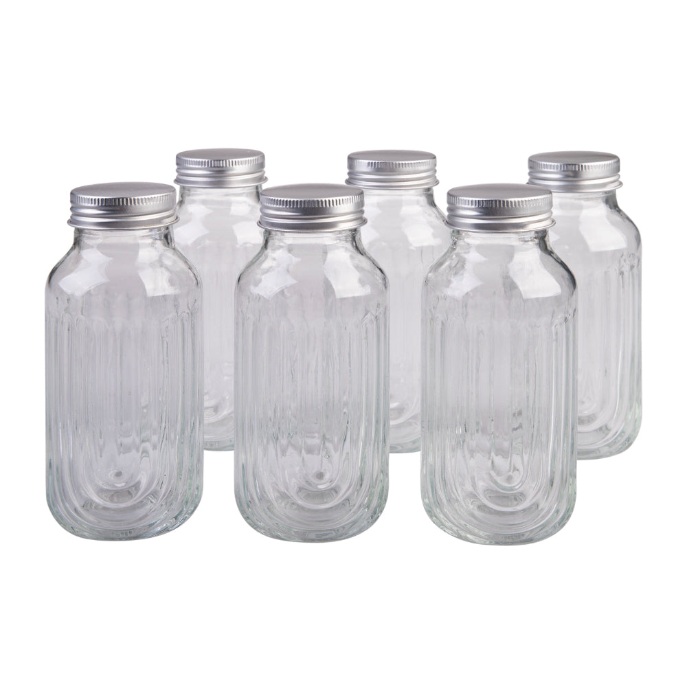 Melii Luxe Glass Fluted Juice Bottles Set of 6 250ml
