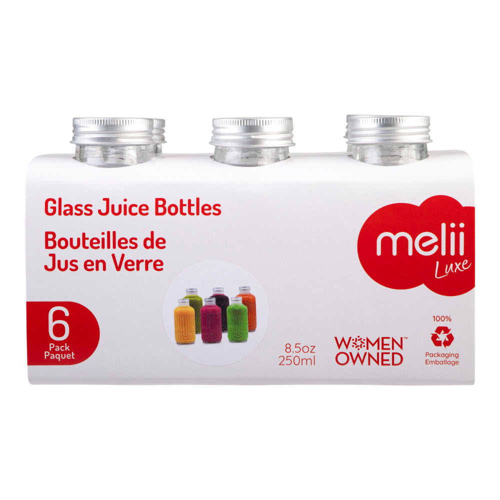 Melii Luxe Glass Fluted Juice Bottles Set of 6 250ml