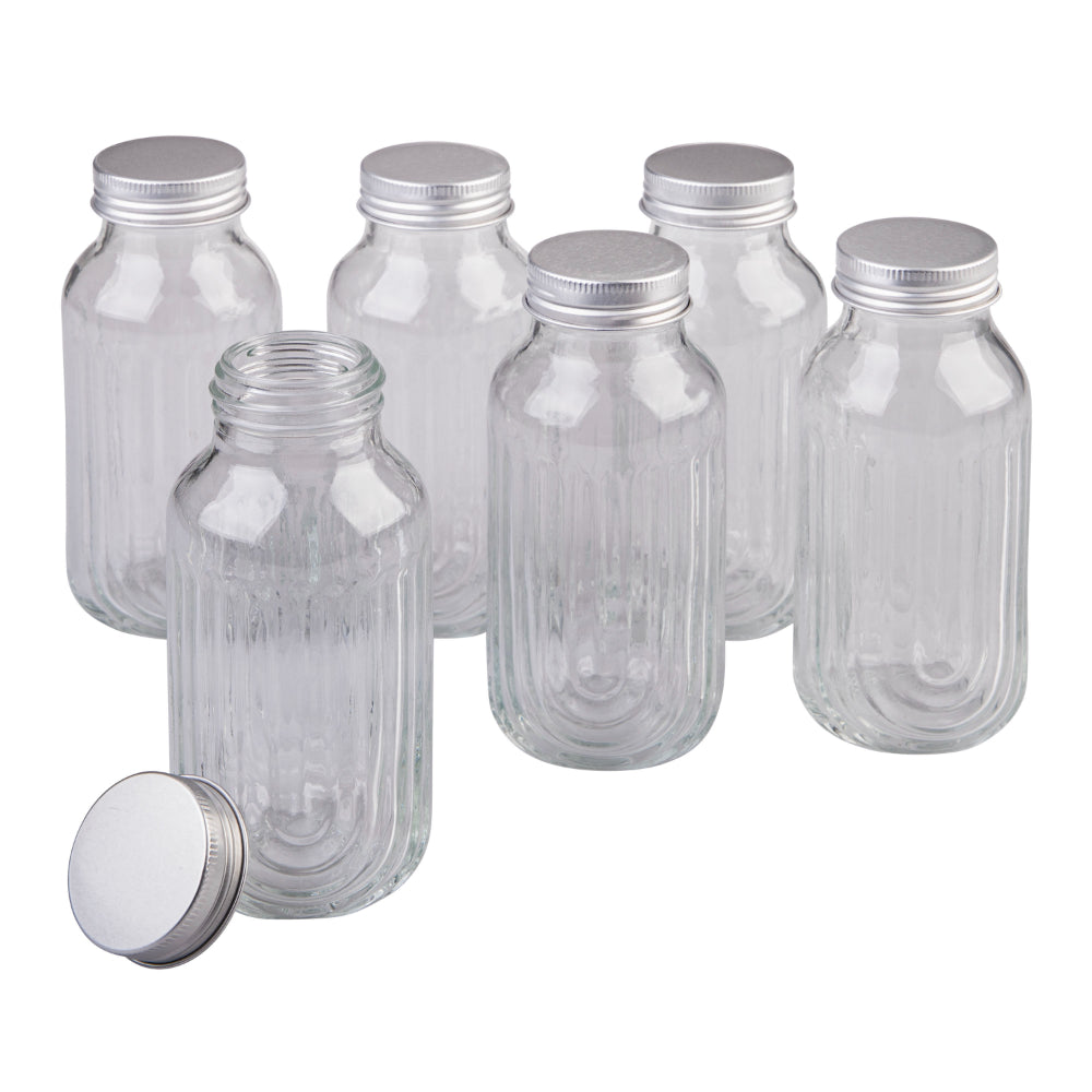Melii Luxe Glass Fluted Juice Bottles Set of 6 250ml
