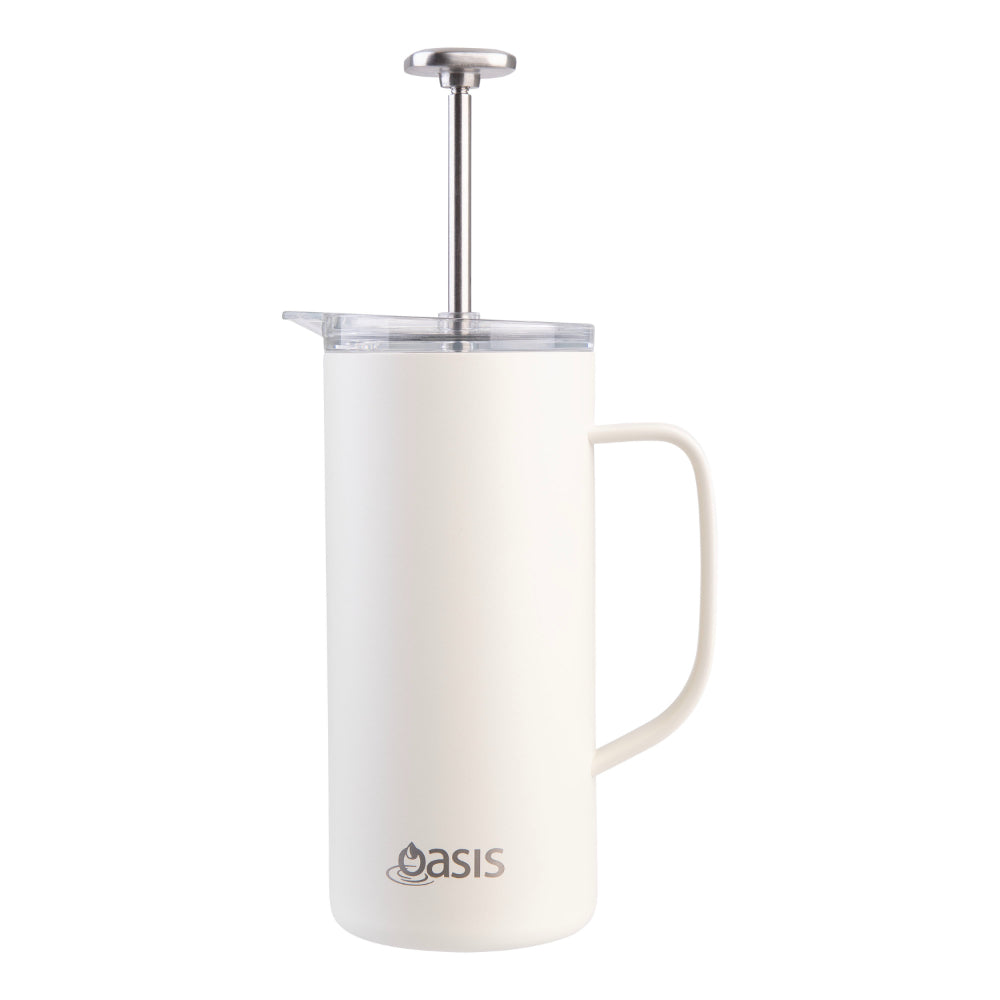 Oasis Stainless Steel Double Wall Insulated Coffee Press 4 Cup Alabaster