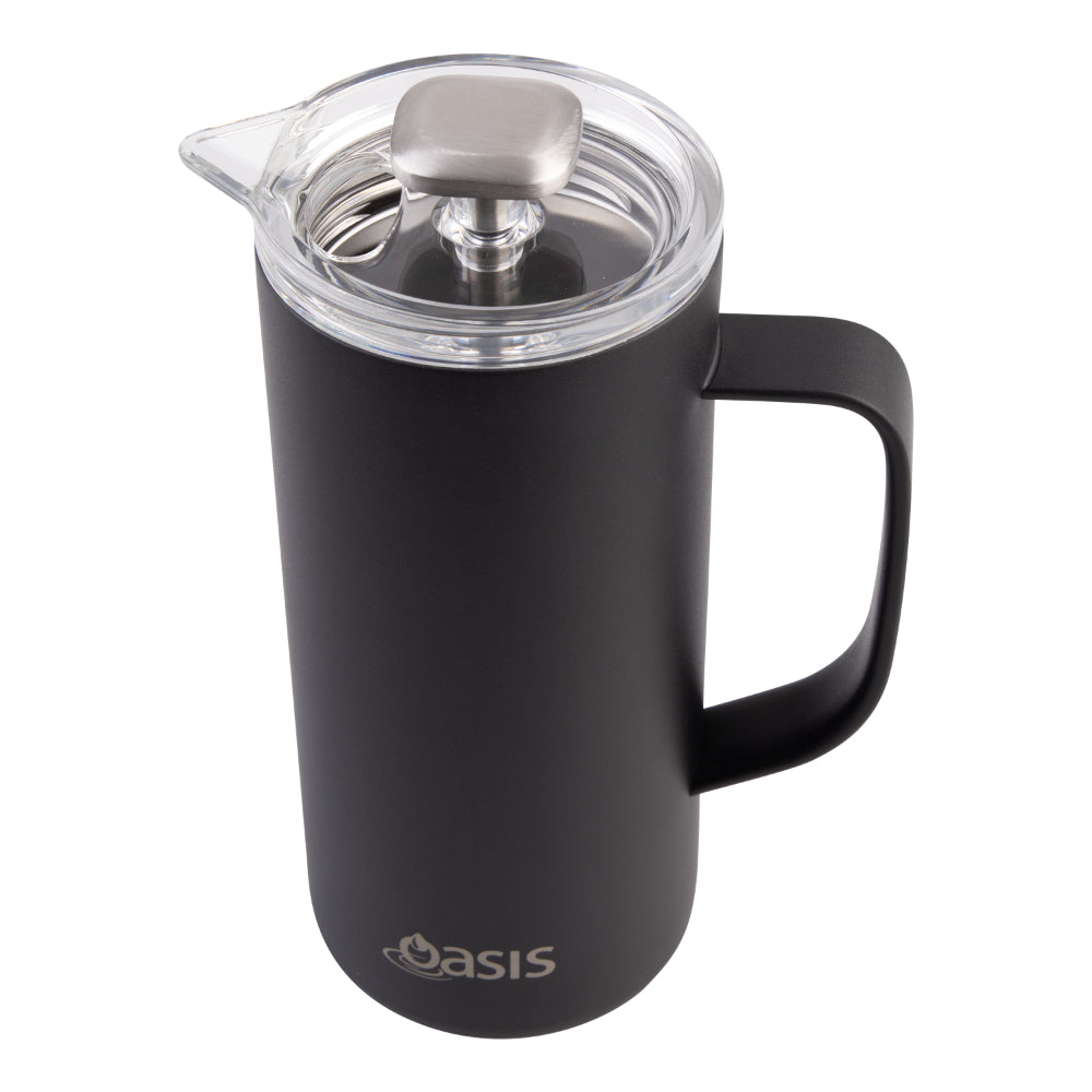 Oasis Stainless Steel Double Wall Insulated Coffee Press 4 Cup Black