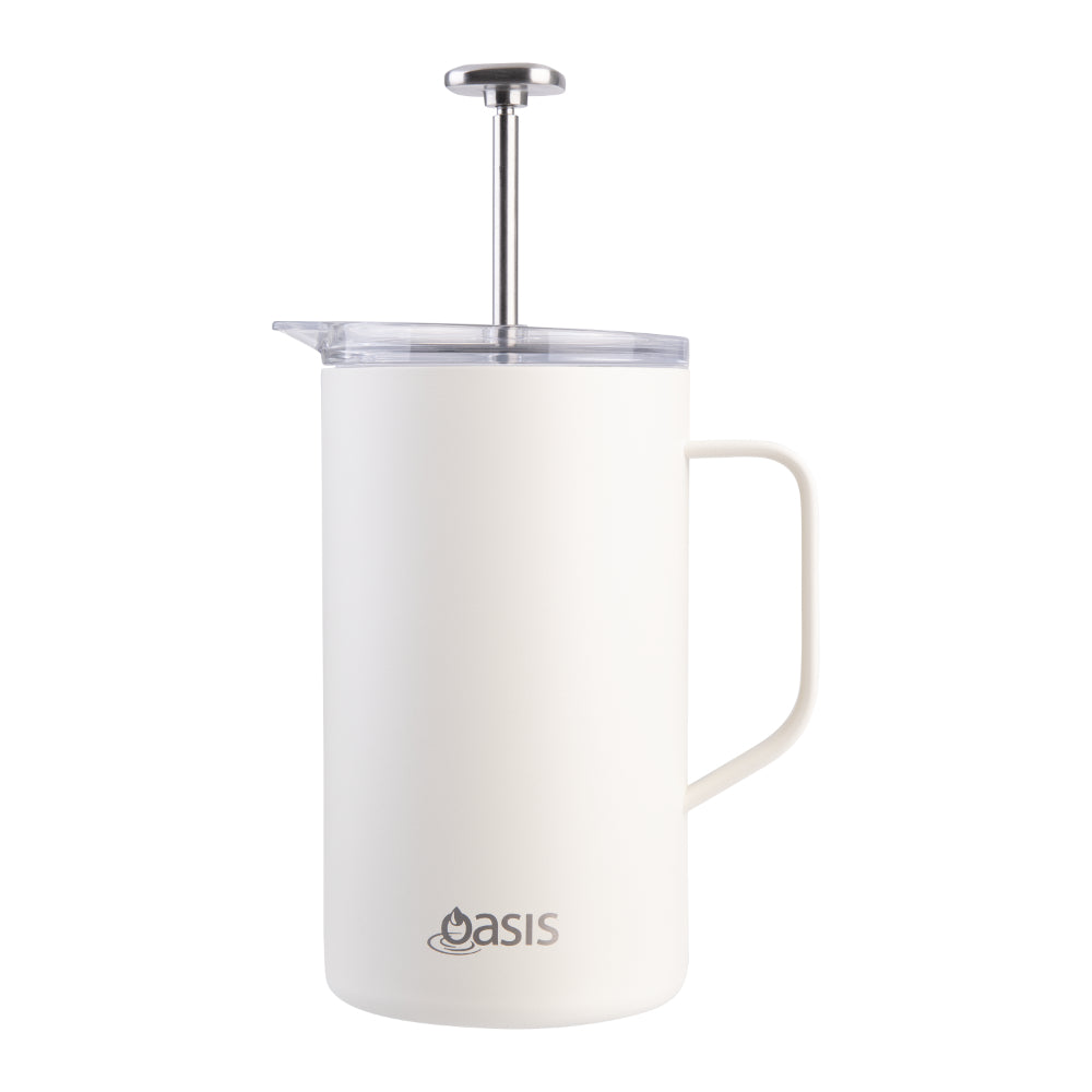 Oasis Stainless Steel Double Wall Insulated Coffee Press 8 Cup Alabaster
