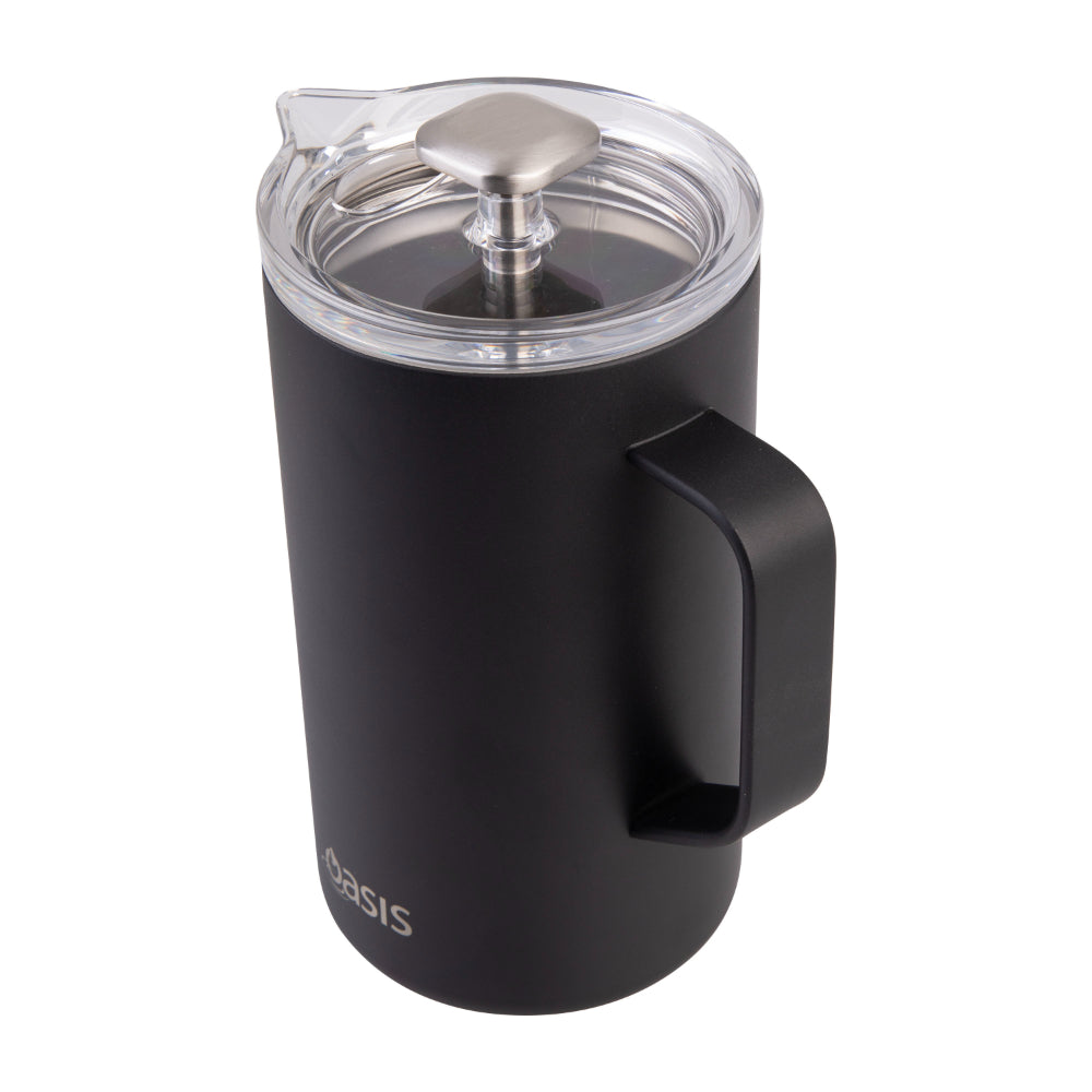 Oasis Stainless Steel Double Wall Insulated Coffee Press 8 Cup Black