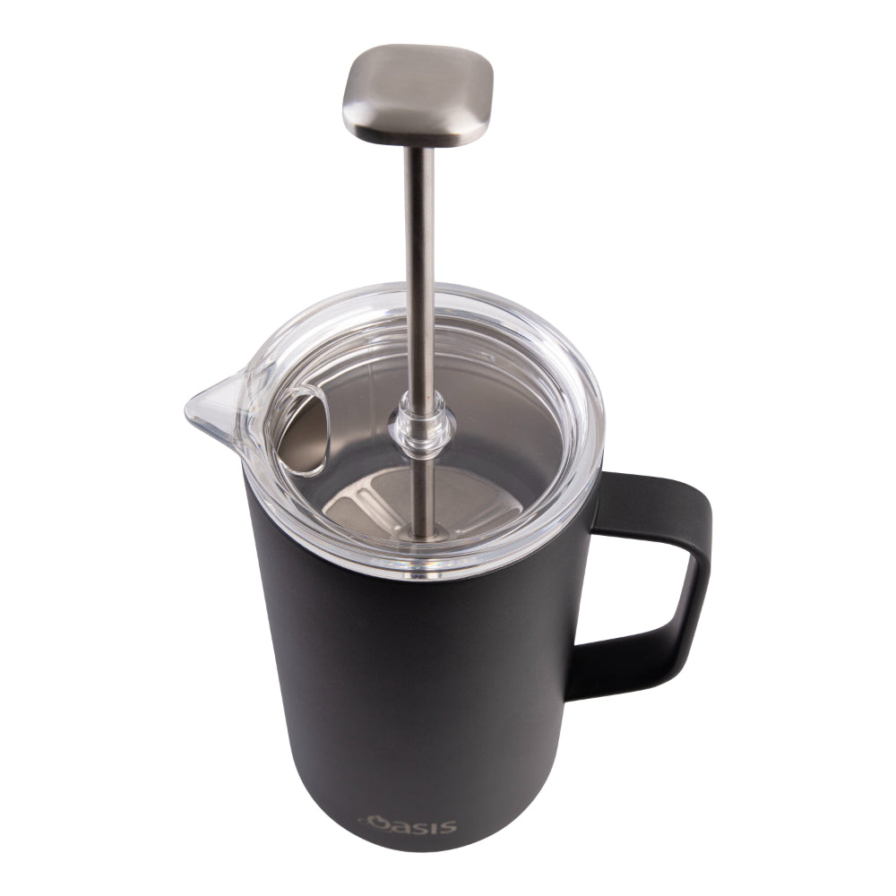 Oasis Stainless Steel Double Wall Insulated Coffee Press 8 Cup Black